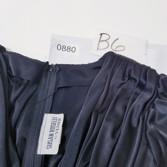 Vintage Susan Roselli for Vijack Black Satin Rhinestones Party Cocktail Dress - Picture 15 of 15